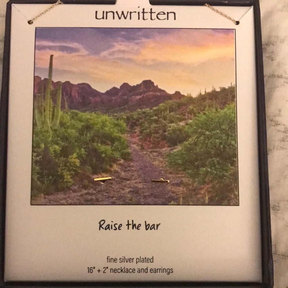 Unwritten necklace and earrings
